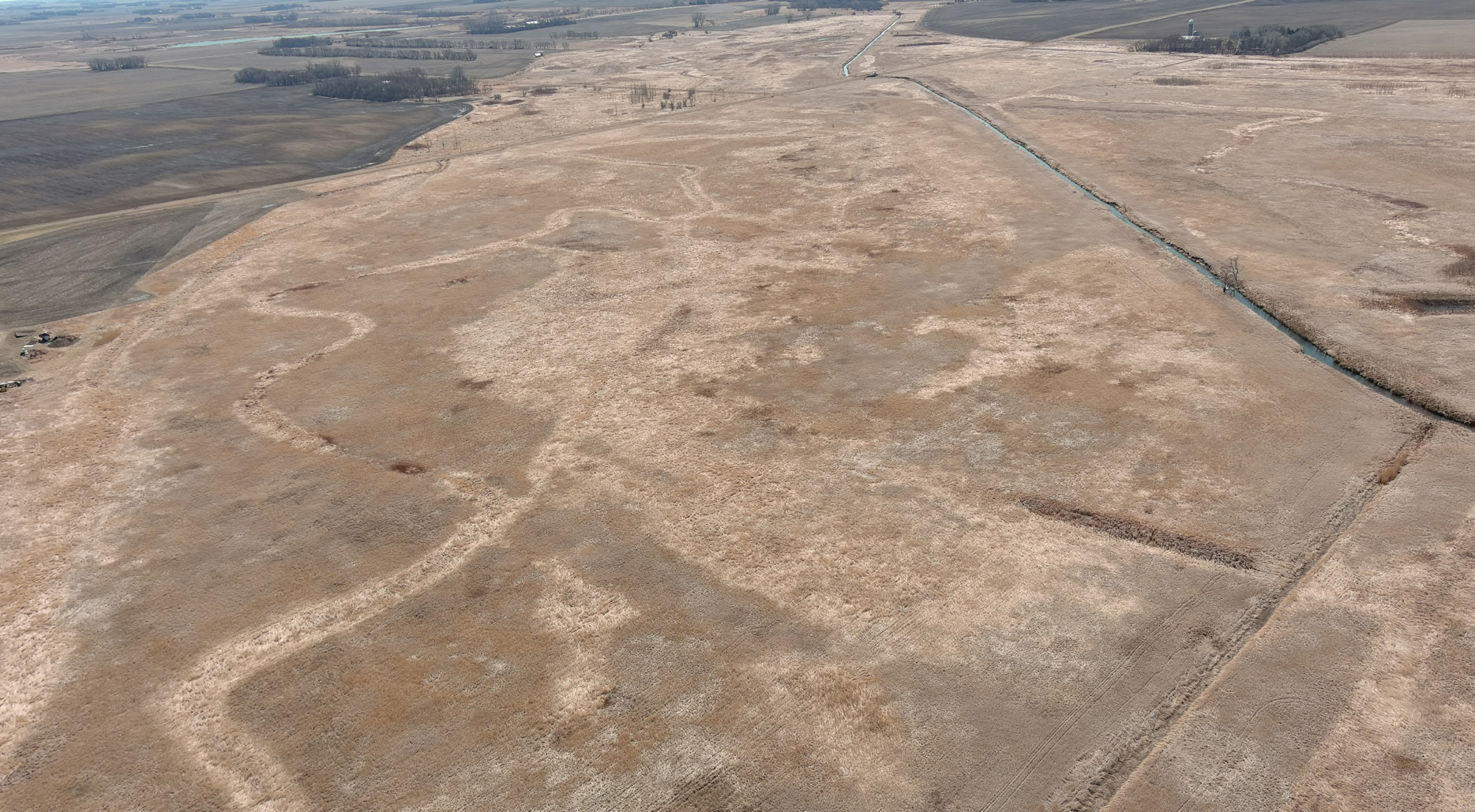 Aerial view of Mud Creek riparian easement in Yellow Medicine County.